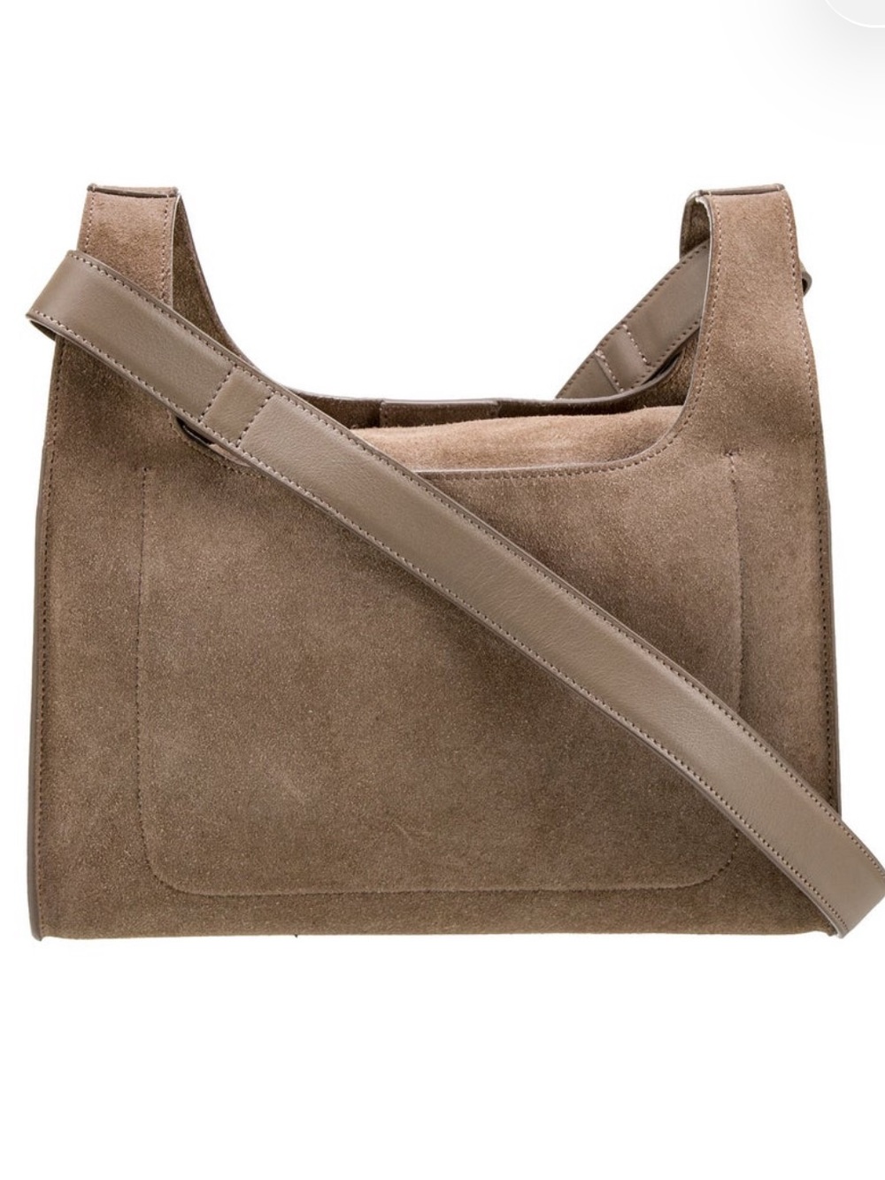Cuyana Double Loop Bag Suede Neutral Tan Gray Crossbody Shoulder Bag - Picture 4 of 12
